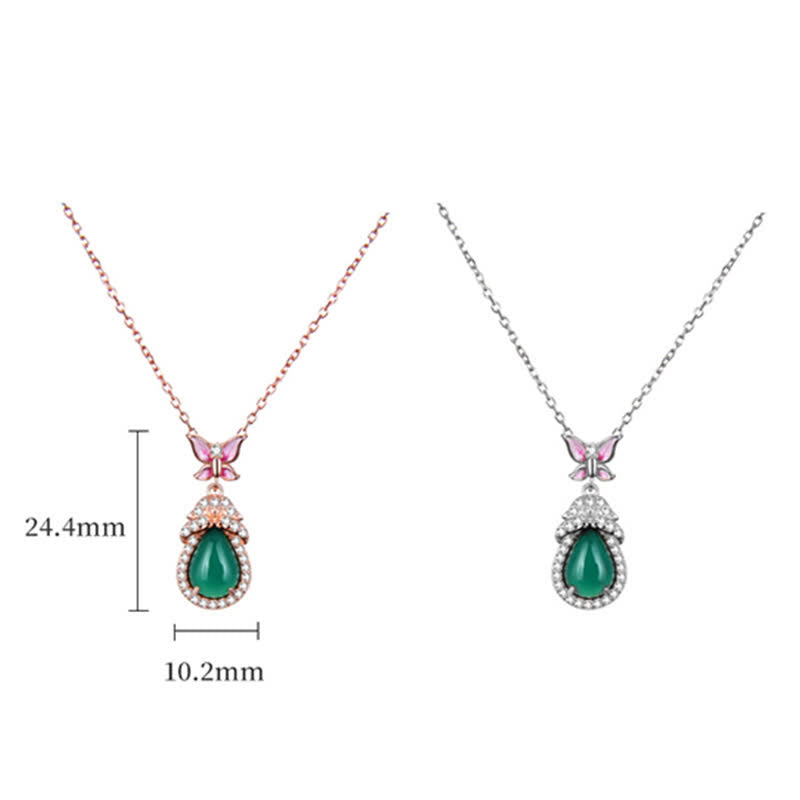 Mythstone 925 Sterling Silver Green Chalcedony Butterfly Zircon Courage Necklace Pendant