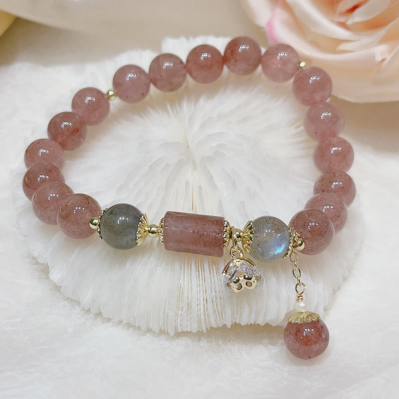 Mythstone Natural Strawberry Quartz Moonstone Love Bracelet