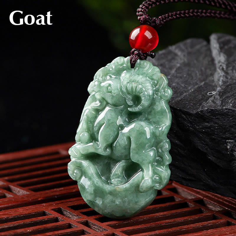 Colgante de jade natural Mythstone con el signo del zodíaco chino de la prosperidad de 12 caracteres