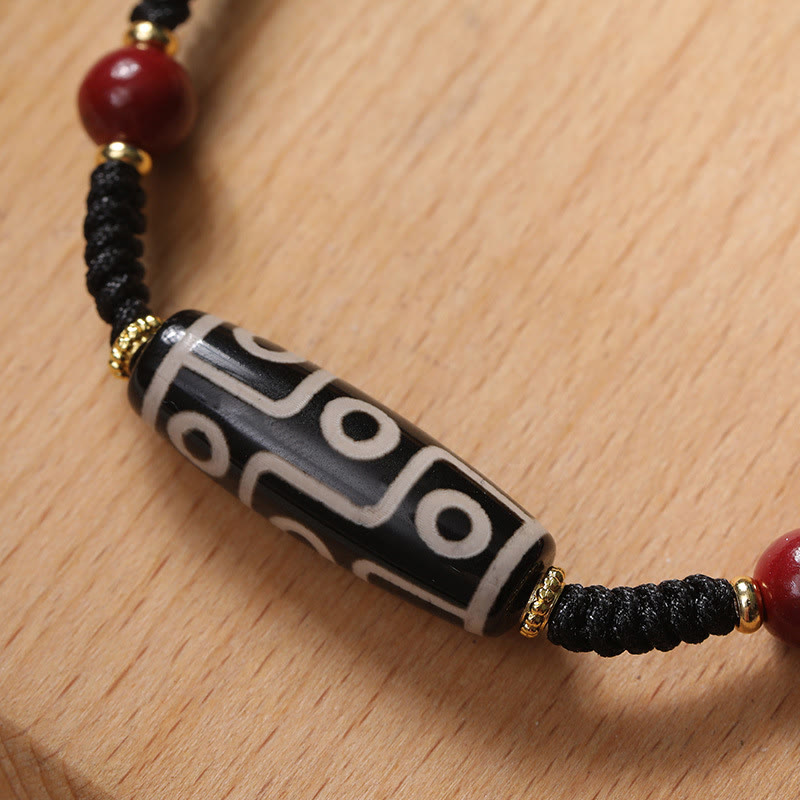 Mythstone Handcrafted Tibetan Nine-eye Dzi Bead Protection Bracelet