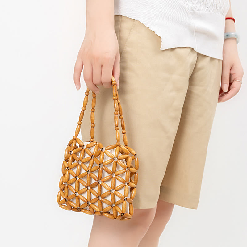 Mythstone Hand-woven Mini Wooden Beads Handbag