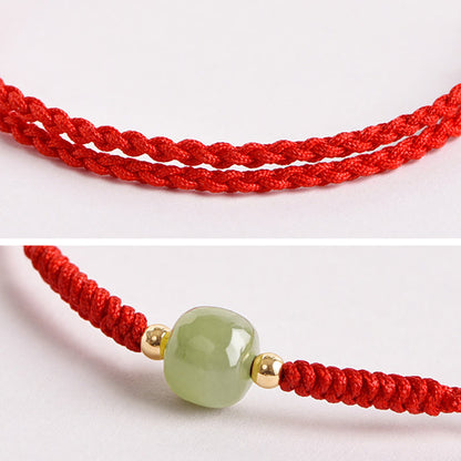 Mythstone Handmade Jade Lucky Bead Prosperity Braided Bracelet