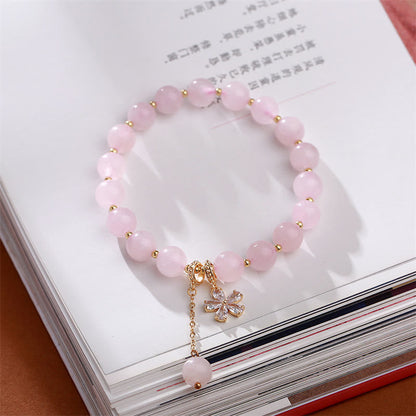 Mythstone Natural Pink Crystal Plum Blossom Love Bracelet