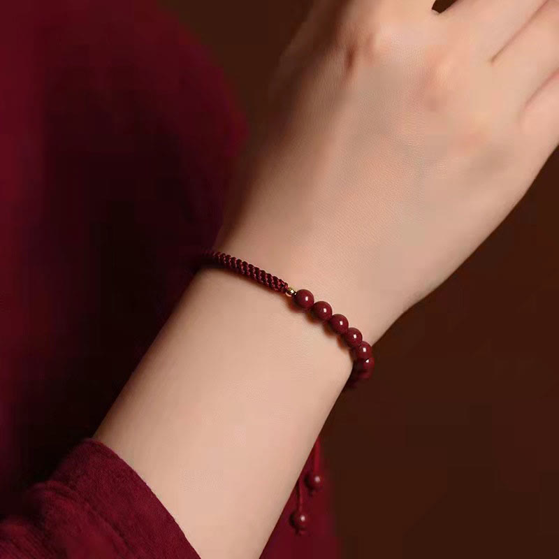 Mythstone Natural Cinnabar King Kong Knot Blessing String Bracelet