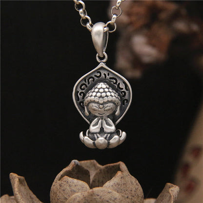 Mythstone 999 Sterling Silver Meditation Buddha Lotus Serenity Necklace Pendant