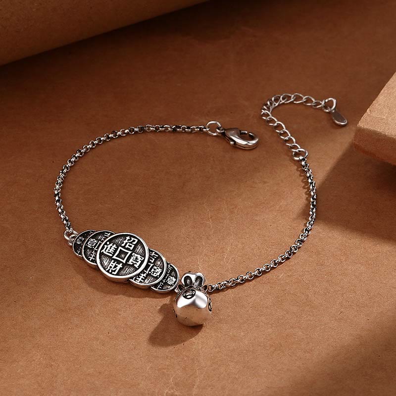 Pulsera de riqueza con bolsa de dinero y moneda de cobre Mythstone