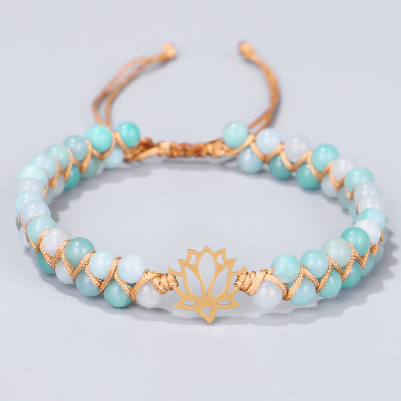 Mythstone Amazonite Beads Lotus Flower Balance Weave Bracelet