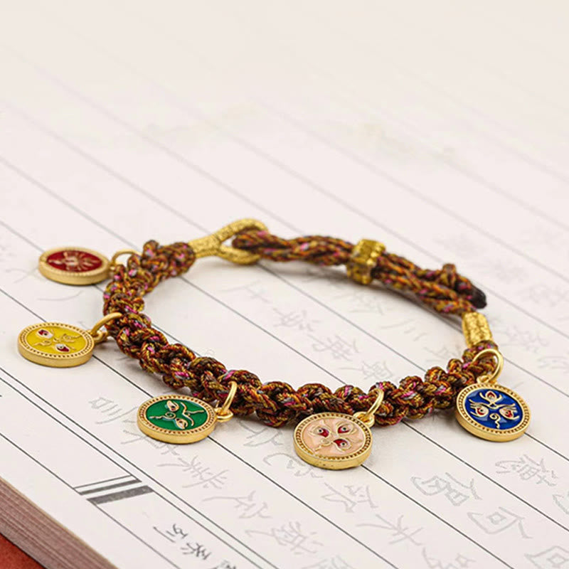 Mythstone Tibetan Five God Of Wealth Thangka Luck Braid String Bracelet