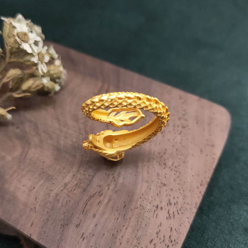 Mythstone Golden Dragon Success Strength Ring