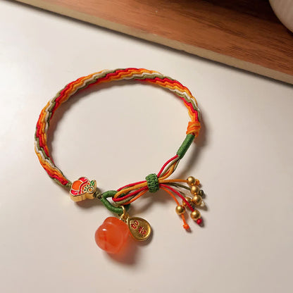 MythStone Persimmon Red Agate Strength Reincarnation Knot Braid String Bracelet