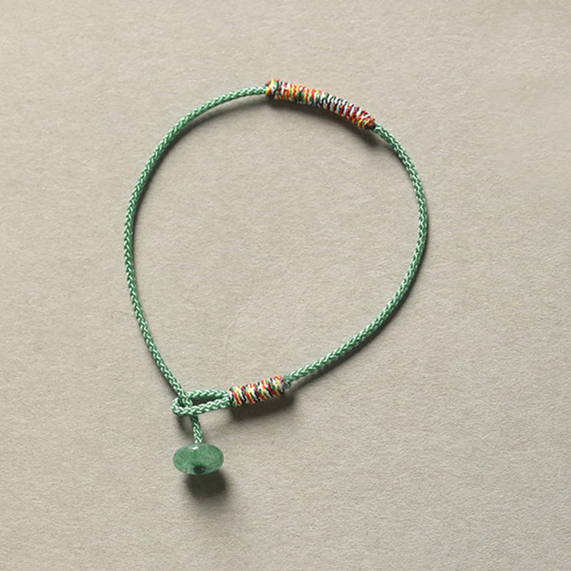 Pulsera trenzada de cuerda con aventurina verde tibetana hecha a mano para proteger la suerte 