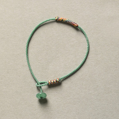 Pulsera trenzada de cuerda con aventurina verde tibetana hecha a mano para proteger la suerte 