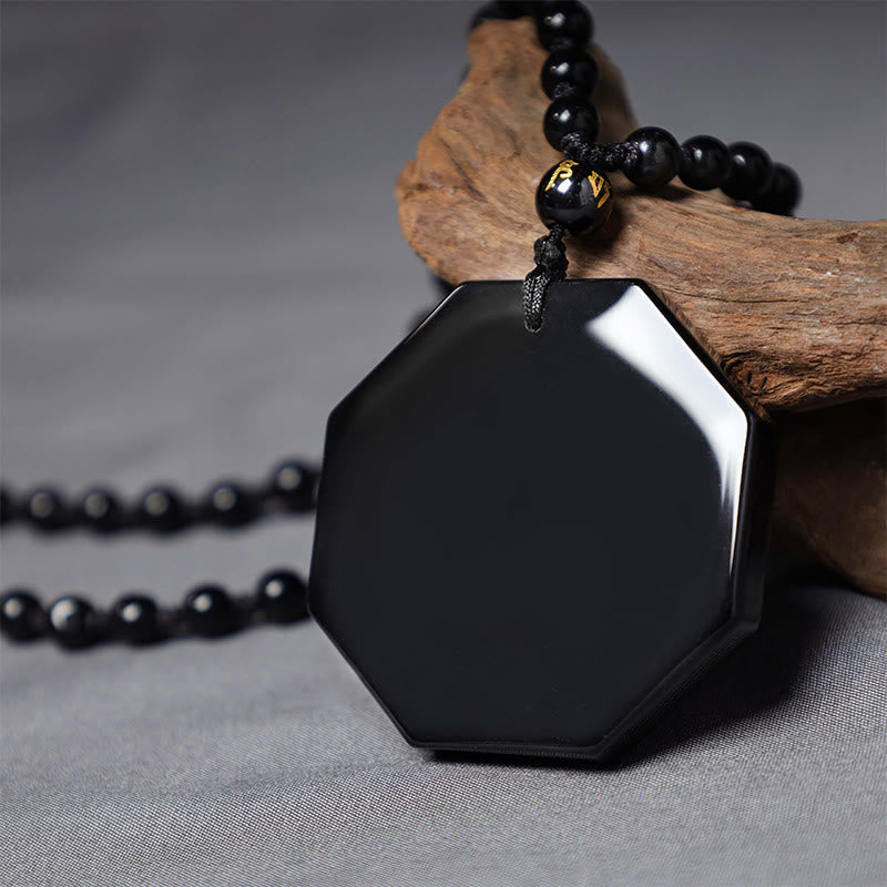 Mythstone Black Obsidian Stone Yin Yang Pendant Necklace