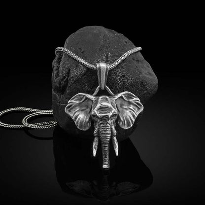 Mythstone Elephant Pewter Titanium Steel Strength Necklace Pendant