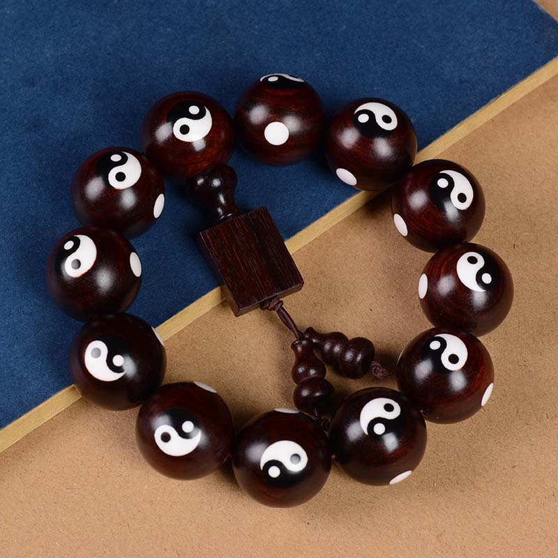 Mythstone Small Leaf Red Sandalwood Yin Yang Protection Bracelet