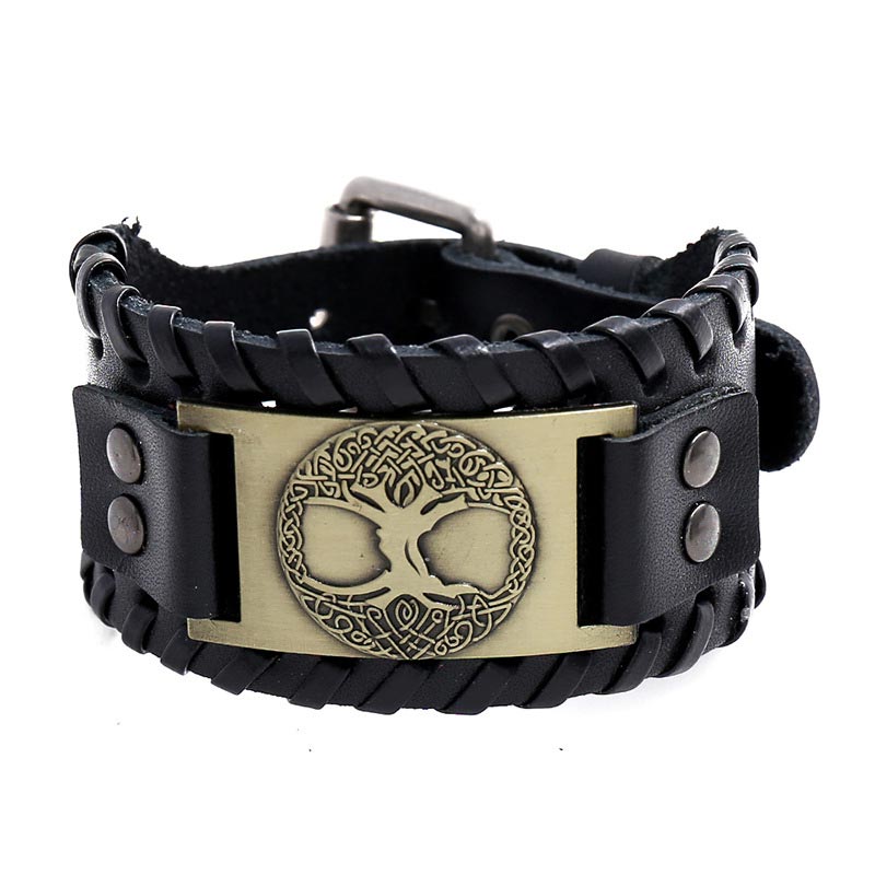 Mythstone Lucky Tree Of Life Balance Leather Bracelet