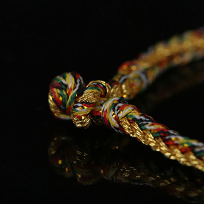 Mythstone Handmade Gold Multicolored Rope Protection Braided Bracelet Anklet