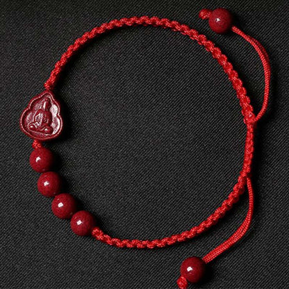 Mythstone Laughing Buddha Avalokitesvara Cinnabar Blessing String Bracelet