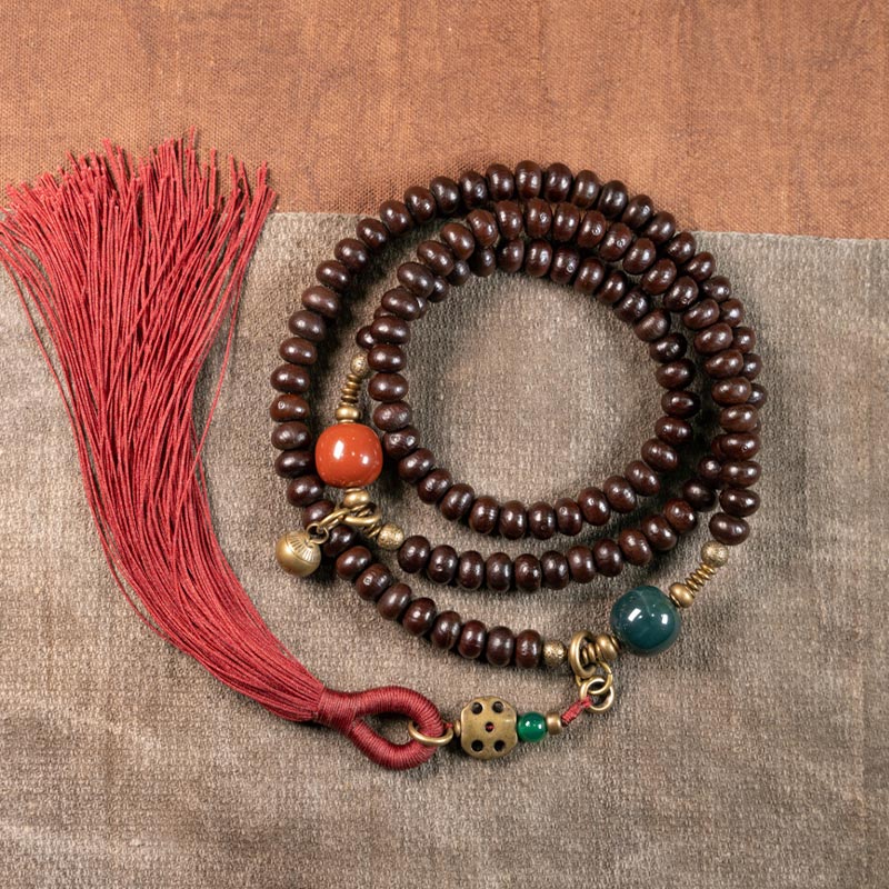 MythStone 108 Mala Beads Natural Tibet Purple Bodhi Seed Auspiciousness Bracelet