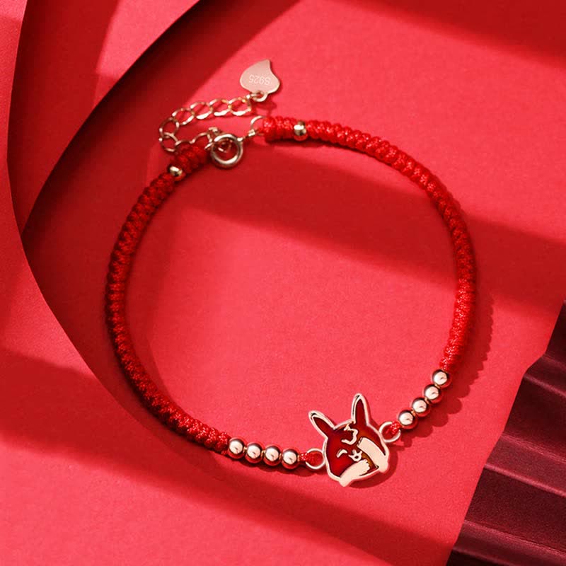 Mythstone 925 Sterling Silver Chinese Zodiac Luck Faith Discolor Red String Bracelet