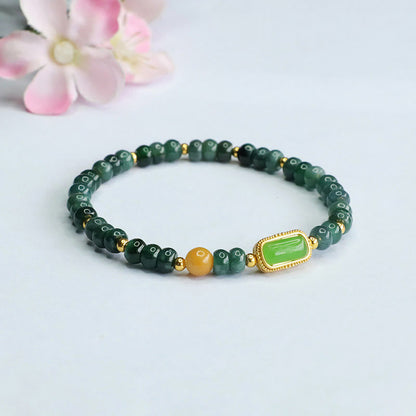 Pulsera de la suerte con topacio y jade verde natural Mythstone