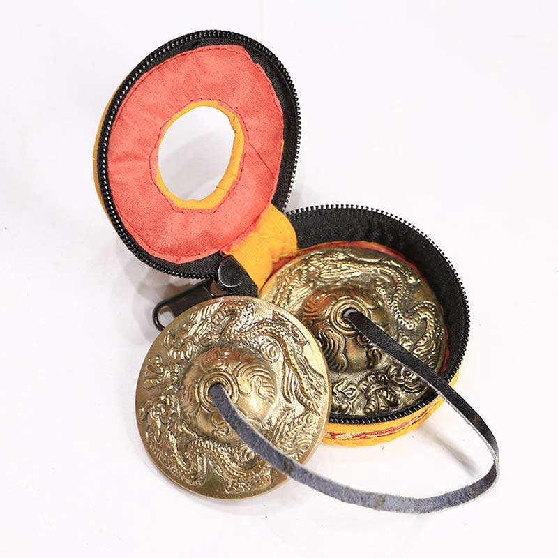 Mythstone Tibetan Tingsha Bell Six True Words Dragon Copper Balance Decoration With Bag