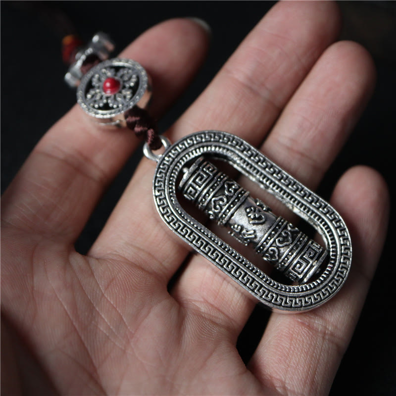 Mythstone Tibet Om Mani Padme Hum Prayer Wheel Peace Rotatable Car Hanging Decoration