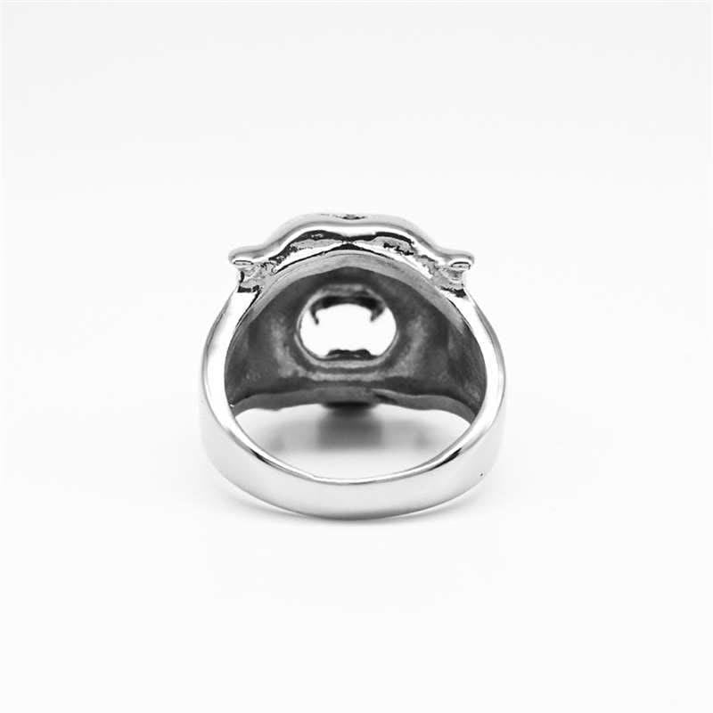 Mythstone Men's Animal Tiger Head Titanium Steel Balance Calm Punk Rock Biker Ring