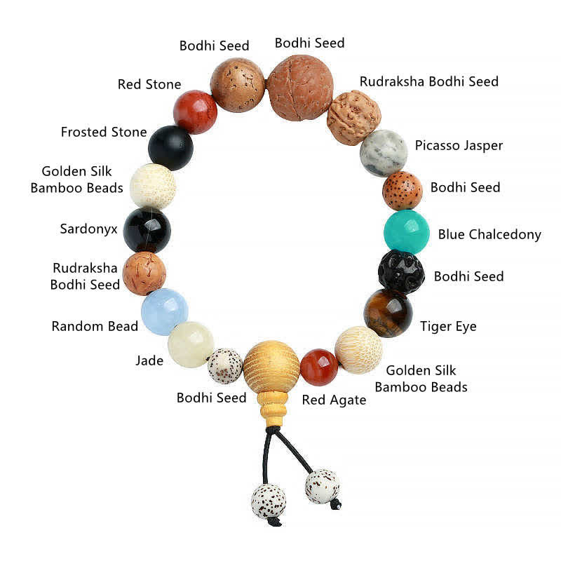 MythStone Bodhi Seed Agate Wisdom Harmony Wrist Mala Bracelet