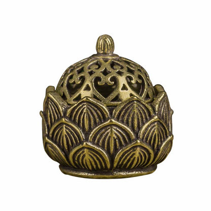 Mythstone Tibetan Mini Lotus Pattern Meditation Copper Incense Burner