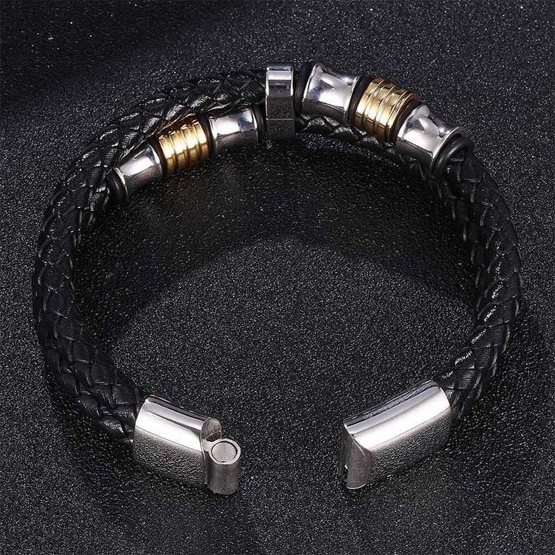 Mythstone Layered Leather Weave Fortune Bracelet