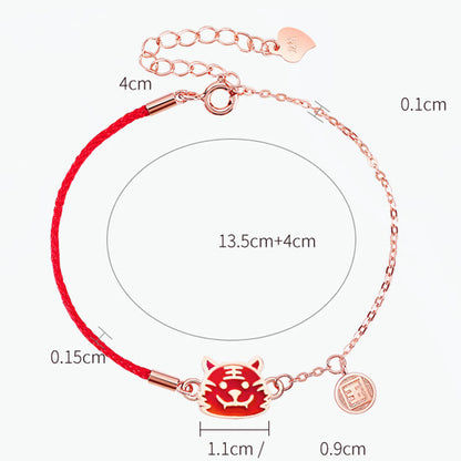 Mythstone 925 Sterling Silver Color-changing Chinese Zodiac Luck Protection Red String Chain Bracelet