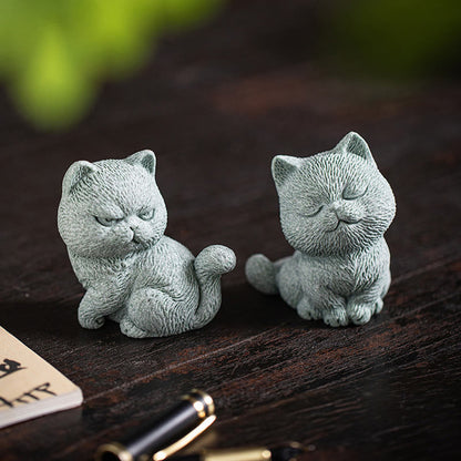 Figura decorativa de escritorio para mascota de té con forma de gato pequeño de Mythstone 