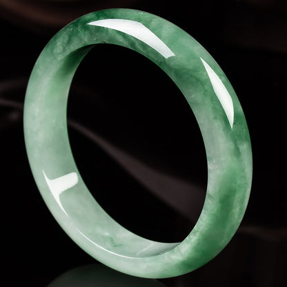 MythStone Natural Jade Fortune Blessing Bangle Bracelet