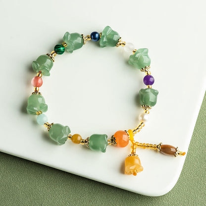 Mythstone Green Aventurine Magnolia Flower Luck Bracelet