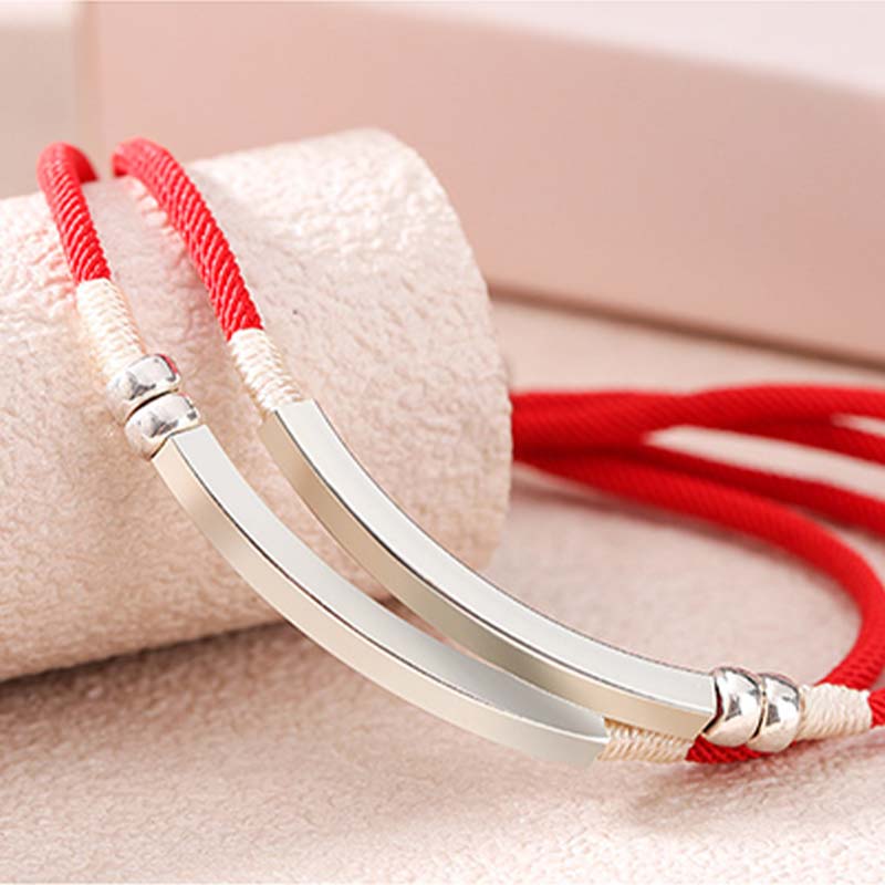 Mythstone 925 Sterling Silver Red String Layered Braid Bracelet