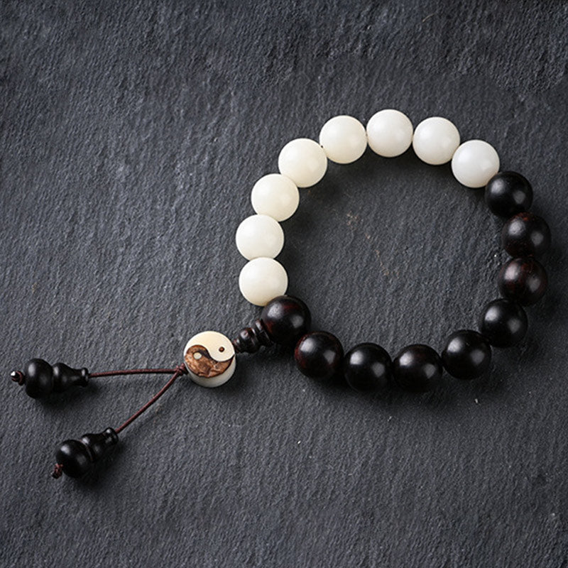 Pulsera decorativa con protección YinYang de ébano y piedra mítica