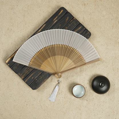 Mythstone Vintage Handheld Folding Fan With Bamboo Frames