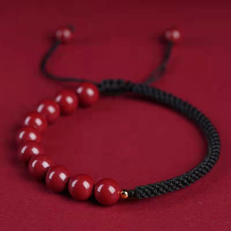 Mythstone Natural Cinnabar King Kong Knot Blessing String Bracelet