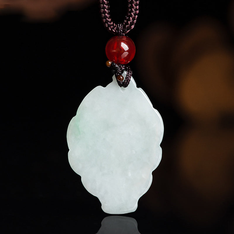 Mythstone Natural Jade Nine Tailed Fox Luck Prosperity Necklace Pendant