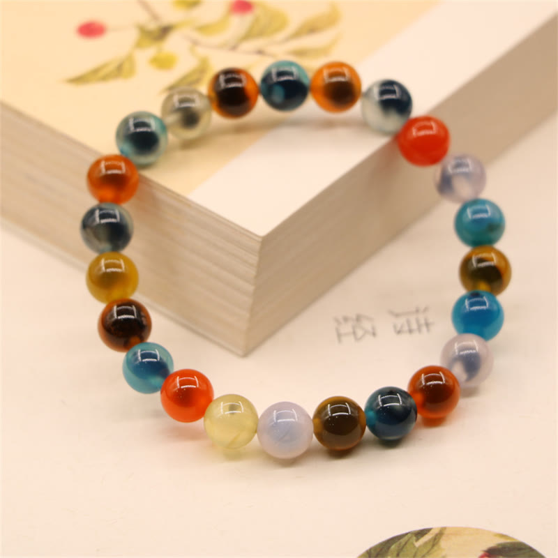 Pulsera de cuentas de ágata de caramelo de colores Mythstone con poder curativo