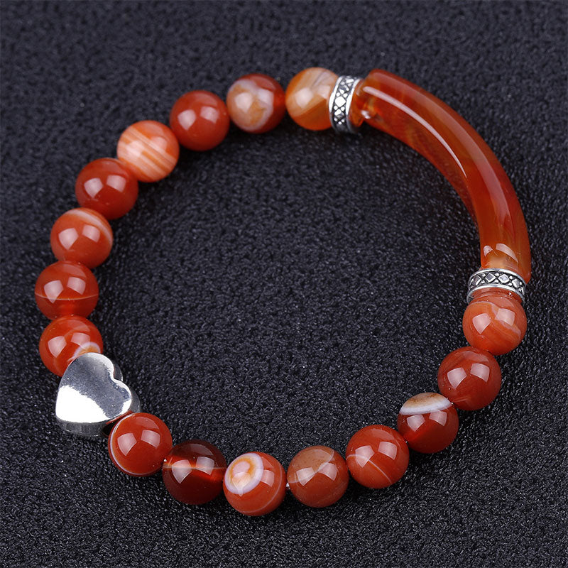 Natural Crystal Beads Unisex Heart Bracelet