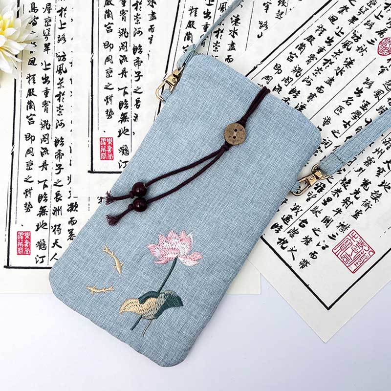 Mythstone Small Embroidered Flowers Crossbody Bag Shoulder Bag Cellphone Bag 11*20cm