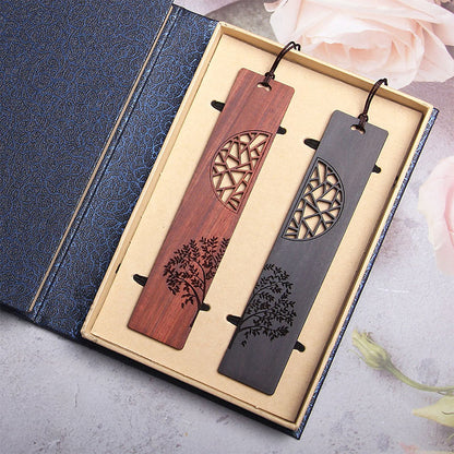 Mythstone The Tree of Life Ebony Wood Small Leaf Red Sandalwood Bookmarks With Gift Box