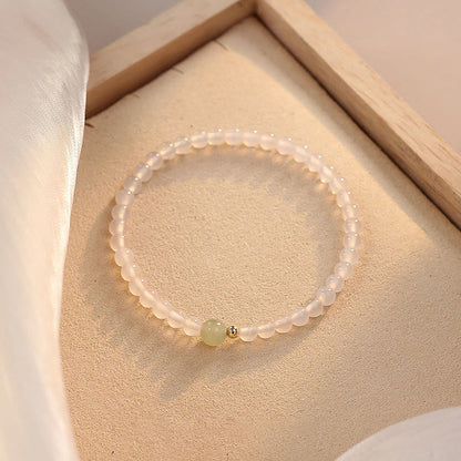 Mythstone Natural White Agate Jade Luck Protection Bracelet