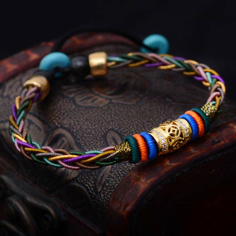 Pulsera de hilo de cobre con ocho hilos y nudo tibetano hecha a mano Mythstone