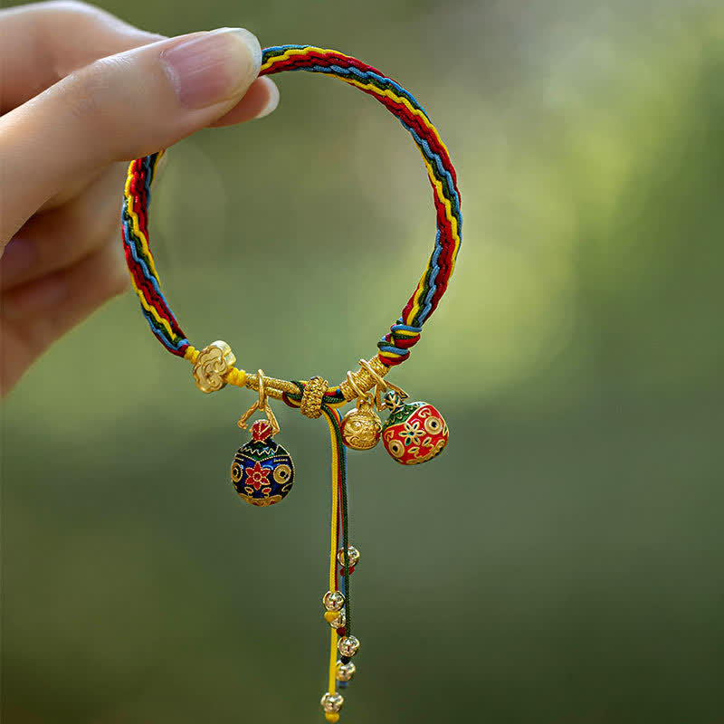 Pulsera de hilo colorido con nudo de reencarnación y suerte familiar con bestia tragadora de oro de Mythstone