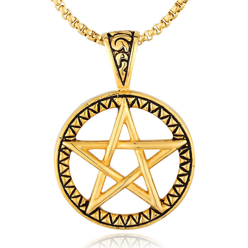 Mythstone Pentagram Titanium Steel Balance Necklace Pendant