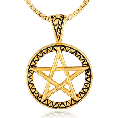 Mythstone Pentagram Titanium Steel Balance Necklace Pendant