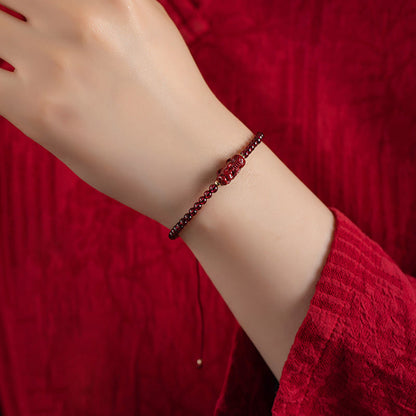 Mythstone Garnet Cinnabar PiXiu Blessing Calm String Bracelet